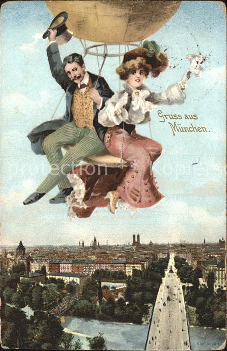 Muenchen Bayern Panorama Ballonfahrer