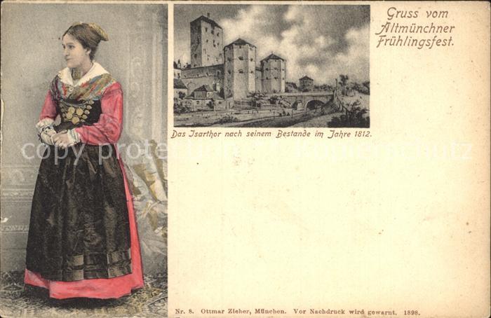 Muenchen Bayern Muenchnerin in Tracht Isarthor im Jahre 1812