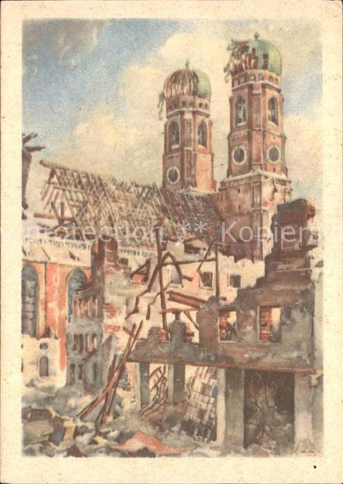 Muenchen Bayern Frauenkirche Nordostansicht zerstoert 1944