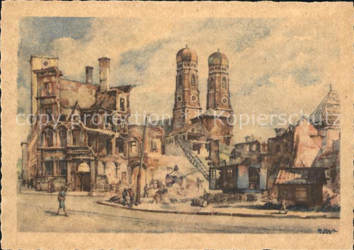 Muenchen Bayern Herzog Maxburg mit Frauenkirche zerstoert 1944