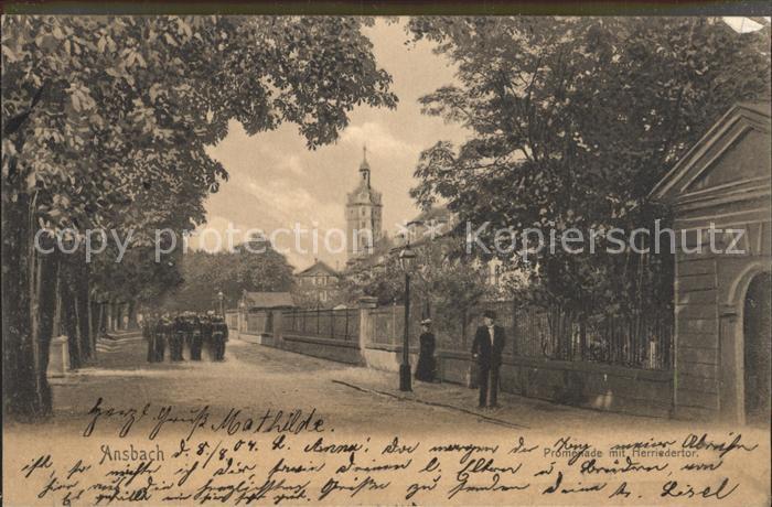 Ansbach Mittelfranken Promenade mit Herriedertor