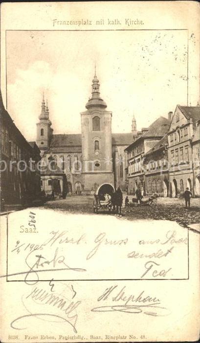 Saaz Tschechien Franzensplatz mit Kirche