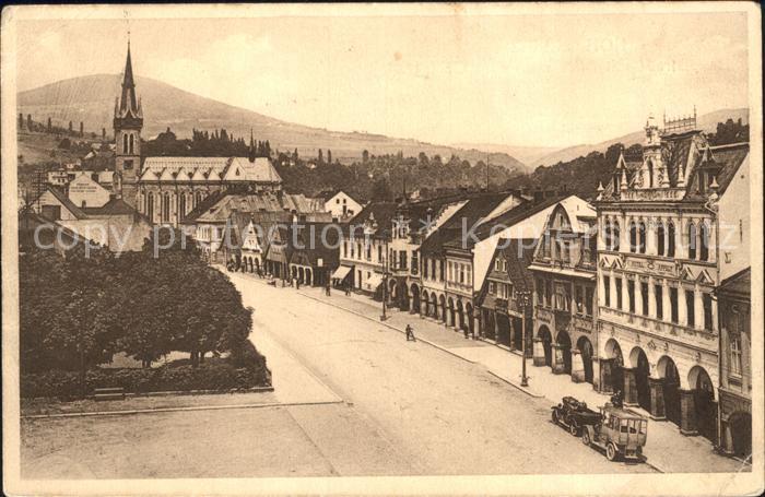 Hohenelbe CZ Hauptstrasse mit Gebirge