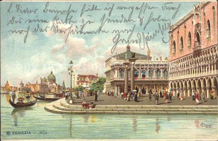 Venezia Venedig Mole Hafen Kuenstlerkarte