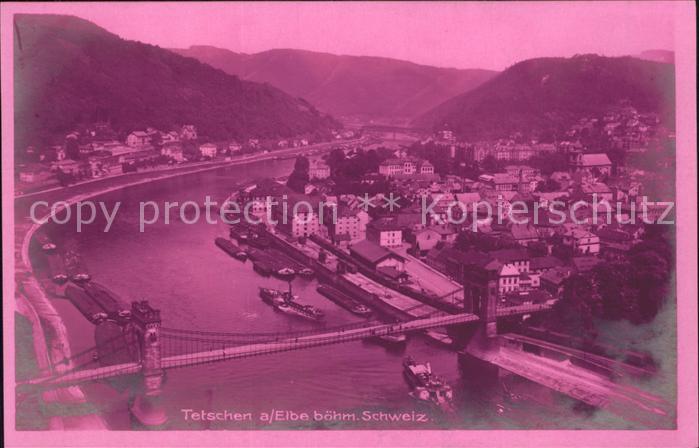 Tetschen-Bodenbach Boehmen Fliegeraufnahme Flusspartie