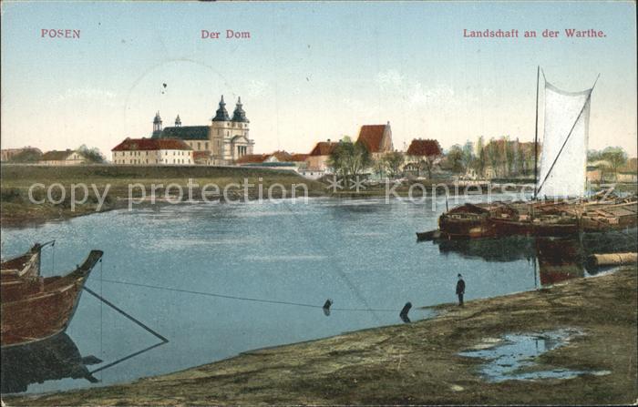 Posen Poznan Partie an der Warthe mit Dom