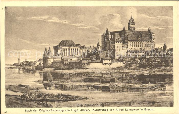 Marienburg Westpreussen Künstlerkarte Radierung