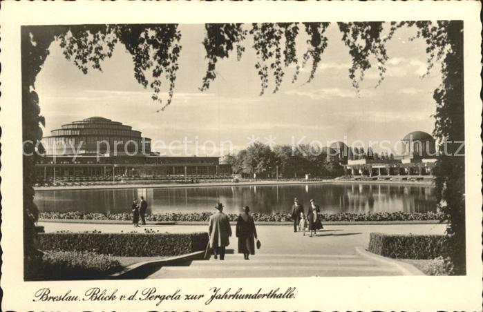 Breslau Niederschlesien Blick von der Pergola zur Jahrhunderthalle