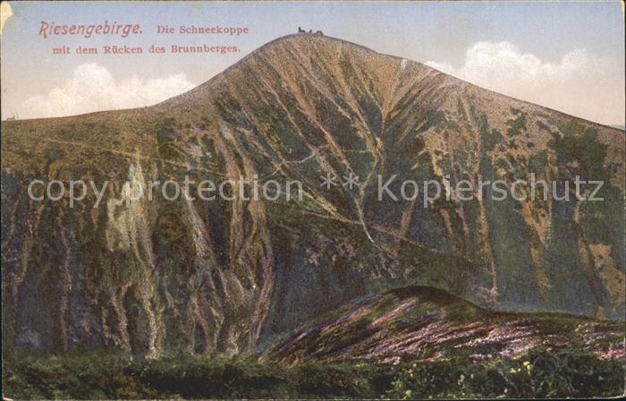 Riesengebirge Krkonose Karkonosze Schneekoppe mit Brunnbergruecken