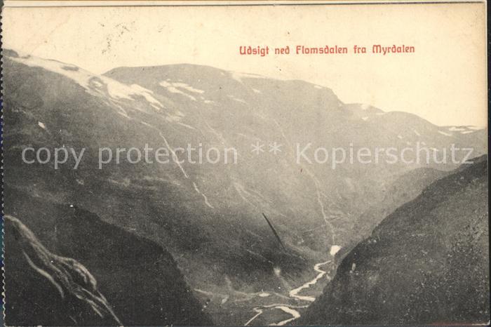 Bergen Norwegen Udsigt ned Flomsdalen fra Myrdalen