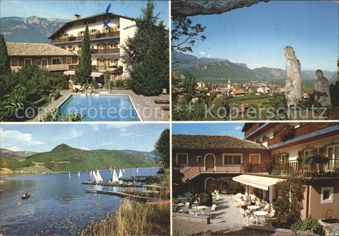 Auer Ora Suedtirol Hotel Pension Sallmetzer am See Swimmingpool Terrasse Panoram
