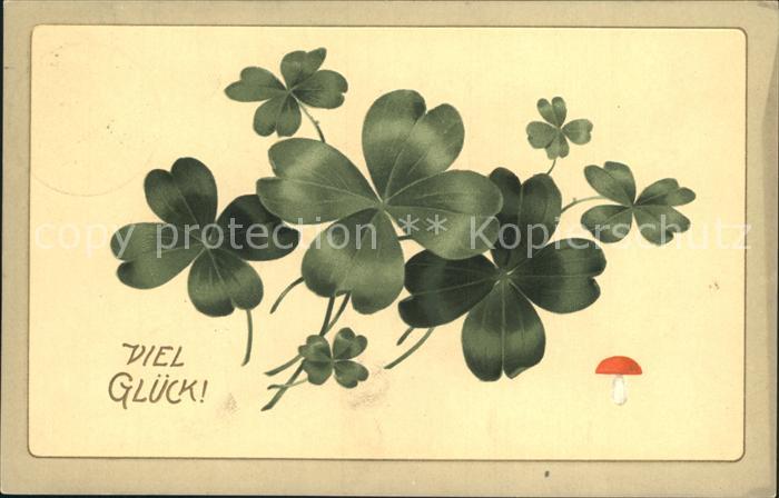 Kleeblatt Cloverleaf Trebol Trefle Glueck Pilz Litho