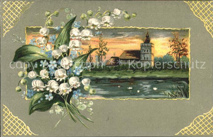 Maigloeckchen Vergissmeinnicht Litho