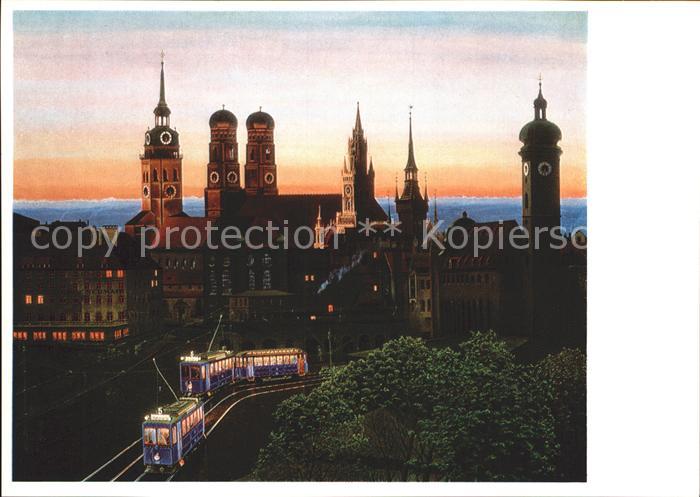 Kuenstlerkarte Max Pfaller 100 Jahre Muenchener Strassenbahn