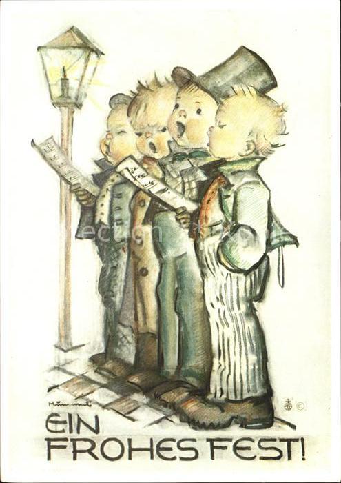 Hummel Nr. 5432 Frohes Fest Saenger Zylinder Strassenlampe