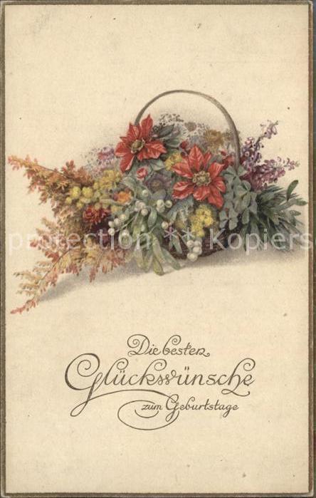 Geburtstag Blumen Litho