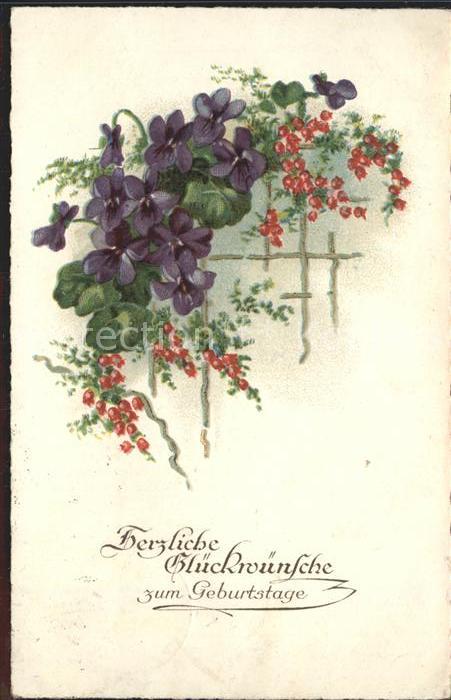 Geburtstag Veilchen Litho