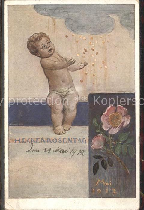 Kaulbach F. A. Heckenrosentag Mai 1912 Rosen Muenzen Kind