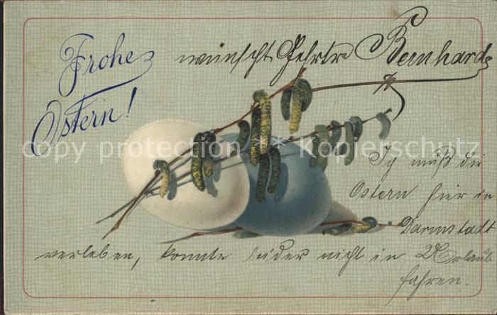 Ostern Easter Paques Ostereier Weidenkaetzchen Litho