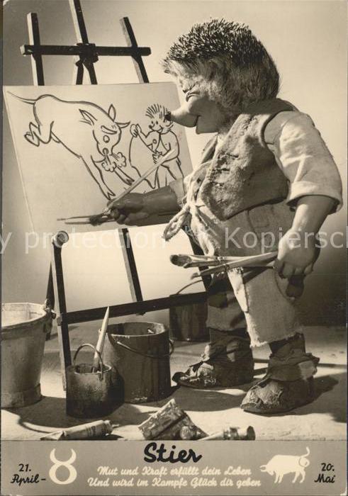 Mecki Nr. Sternzeichen Stier Staffelei malen Pinsel