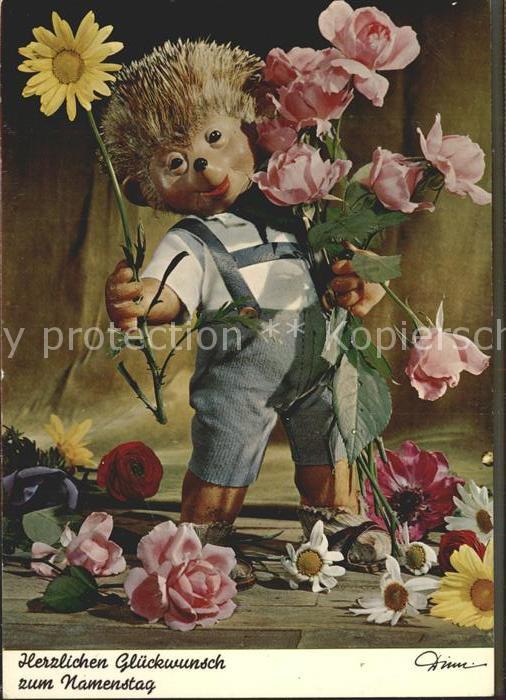 Mecki Nr. 344 Glueckwunsch Namenstag Blumen