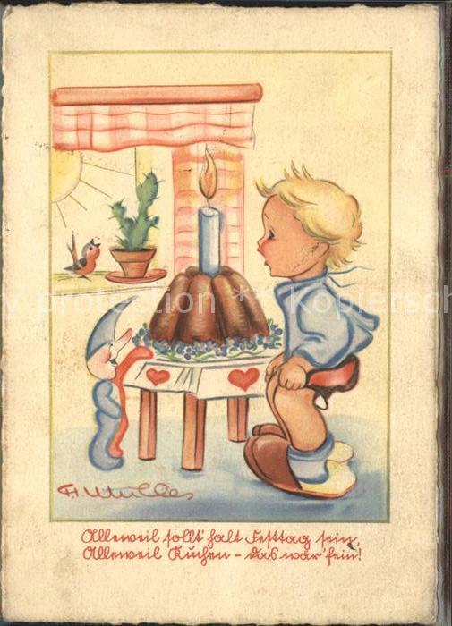 Geburtstag Kind Kerze Kuchen Vogel Kaktus