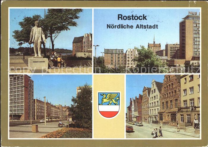 ROSTOCK  CITY Hermann Duncker Platz Fischerbastion Lange Str Wokrenterstr