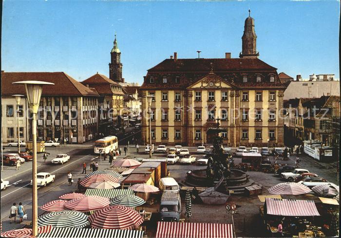 ERLANGEN Bayern Rathaus und Marktplatz Brunnen