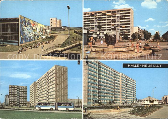 Neustadt Halle Hallenbad Alchimistenbrunnen Wohnblocks