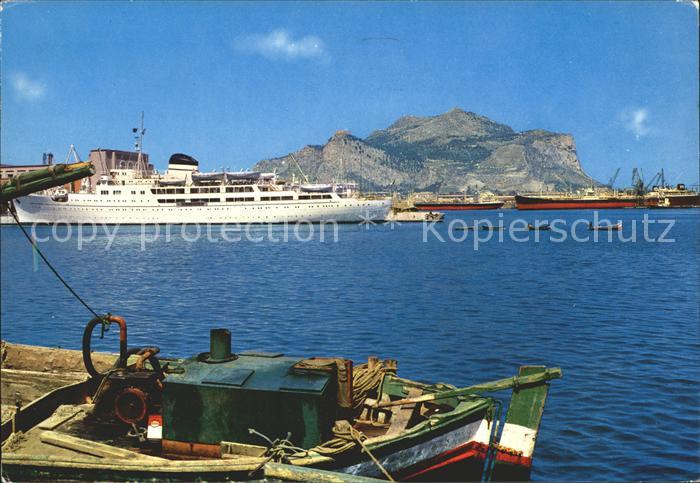 Palermo Sicilia Il Porto e Monte Pellegrino Fahrgastschiff Kutter