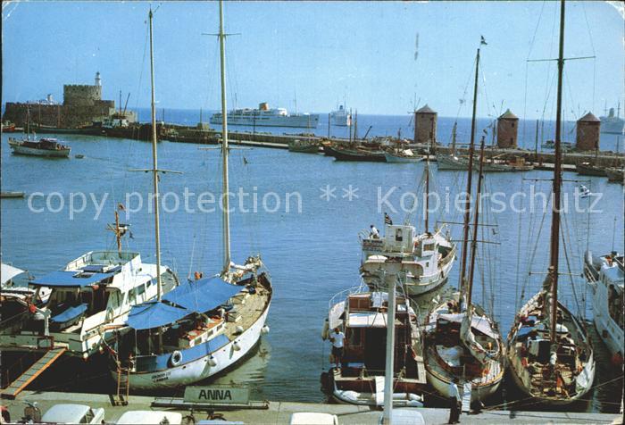 Rhodes Rhodos Greece Mandraki Segelschiffe