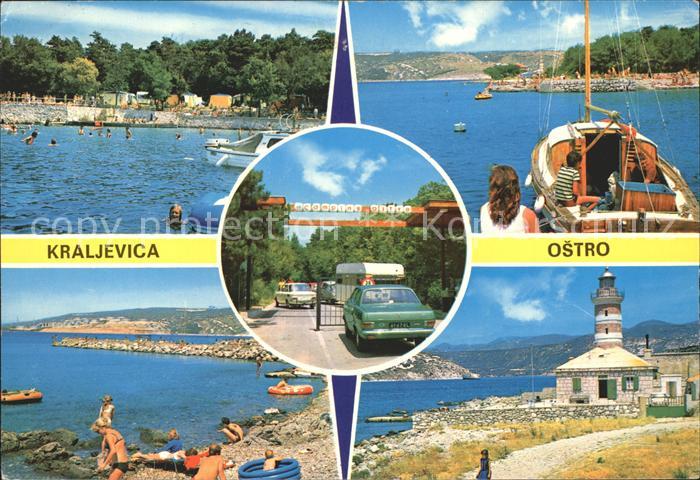 Kraljevica Strand Bootspartie Camping Eingang Leuchtturm