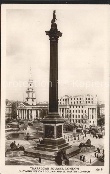 London Trafalgar Square Nelsons Column and St Martins Church