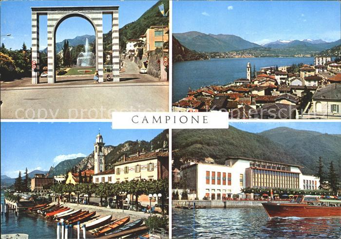 Campione d Italia Piazza Indipendenza Uferpromenade Luganersee Alpenpanorama