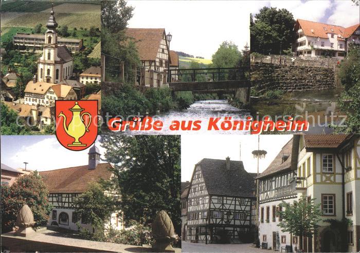 Koenigheim Teilansichten Kirche Fachwerkhaeuser