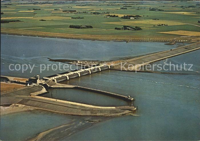 Eiderstedt Eiderdamm mit Sperrwerk Fliegeraufnahme