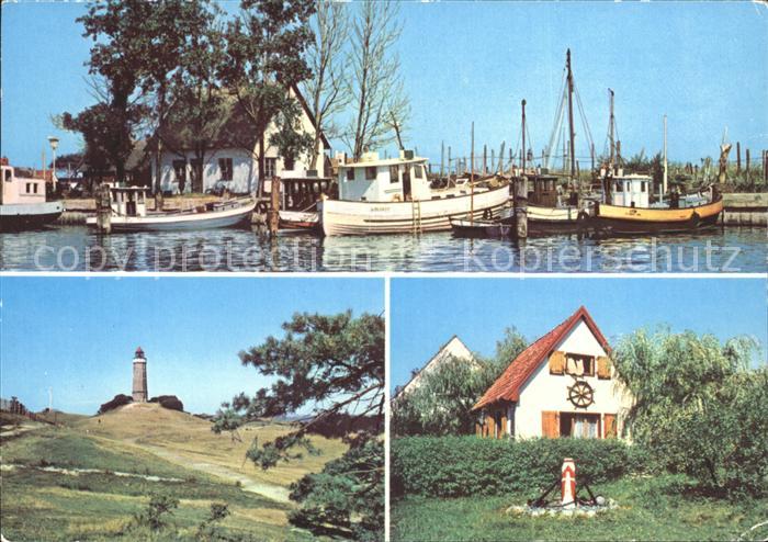 Insel Hiddensee Neuendorf Hafen Kloster Leuchtturm Seemannshaeuschen