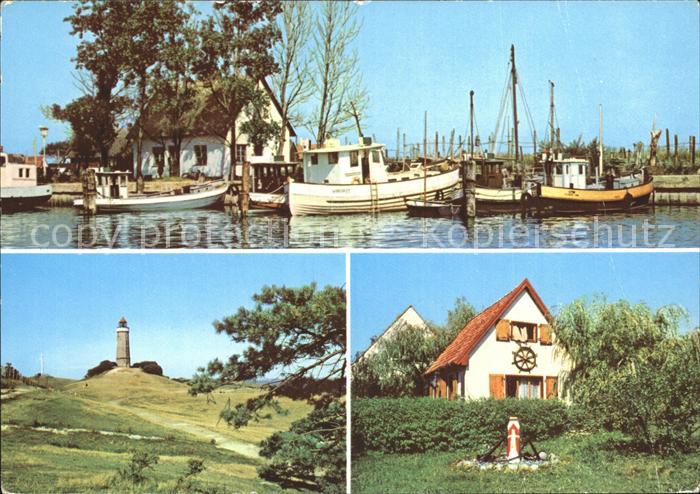 Insel Hiddensee Neuendorf Hafen Kloster Leuchtturm Seemannshaeuschen