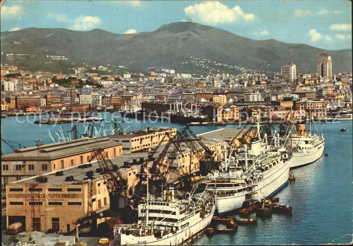 Genova Genua Liguria Panorama e porto Hafen Dampfer