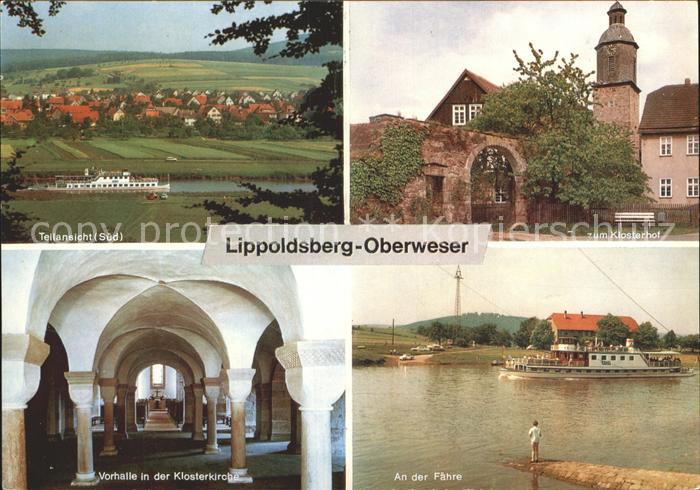 Lippoldsberg Teilansicht Klosterhof Vorhalle Klosterkirche Weser Faehre