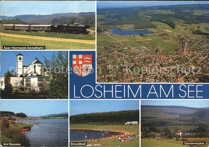 Losheim See Saar Hochwald Dampfbahn Stausee Strandbad Giertenmuehle Fliegeraufna