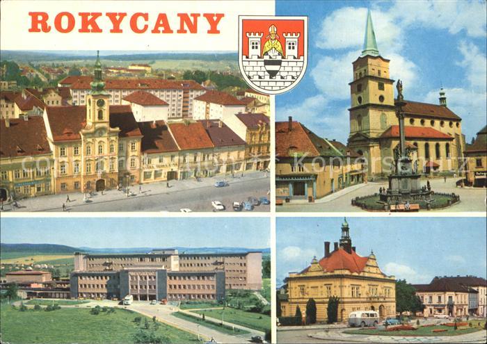 Rokycany Teilansichten Kirche Brunnen