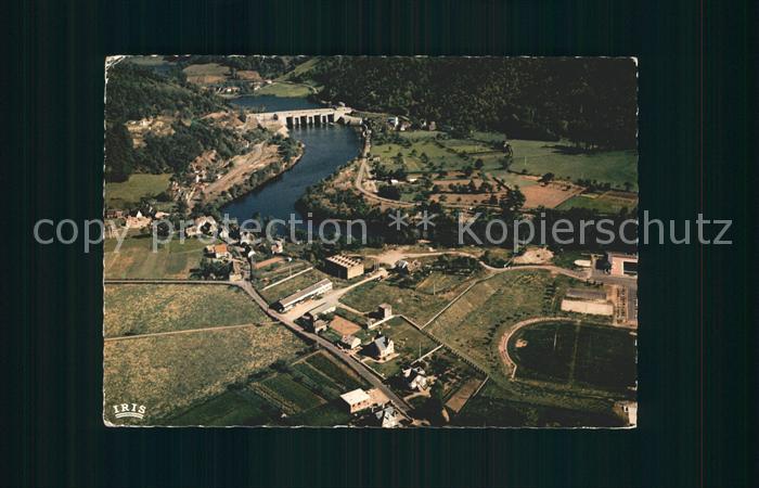 Argentat Stadt piscine et barrage du Sablier Vue aerienne