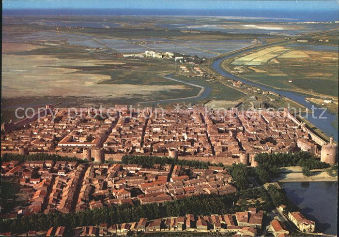 Aigues-Mortes Gard Vue generale aerienne sur la cite