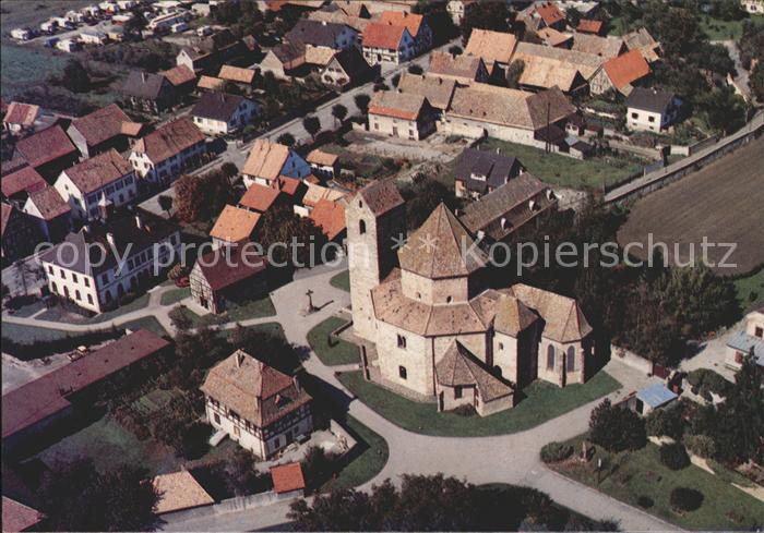 Ottmarsheim Haut-Rhin Vue aerienne de l'eglise octagonale