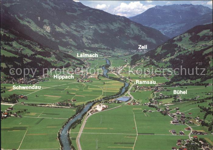 Ramsau Zillertal Panorama mit Schwendau Hippach Laimach Zell Buehel