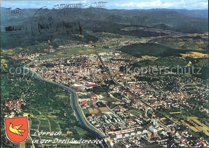 LoeRRACH Baden BW Dreilaenderecke Wappen Fliegeraufnahme