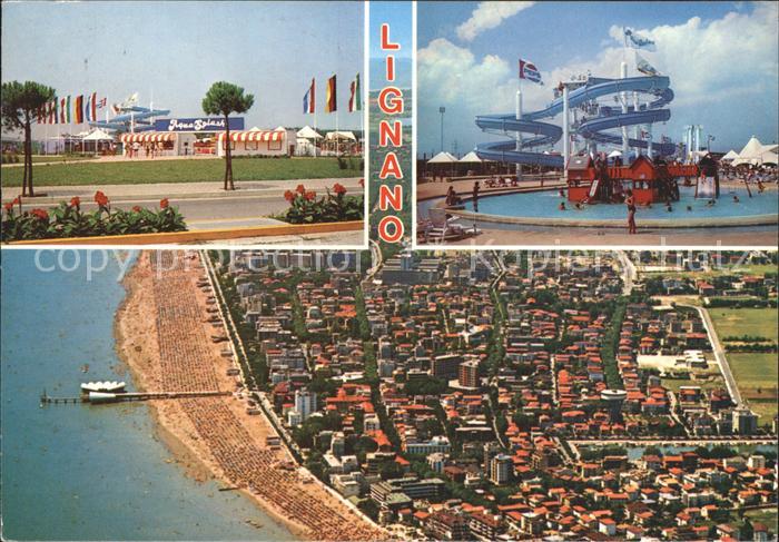 Lignano Sabbiadoro Panorama dall aereo Swimmingpool Wasserrutsche