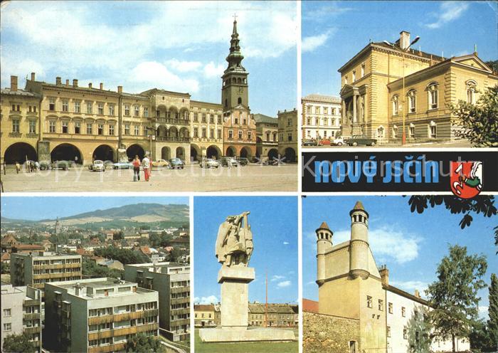 Novy Jicin Neutitschein Namesti Divadlo a ONV Pohled na mesto Pomnik Zamek