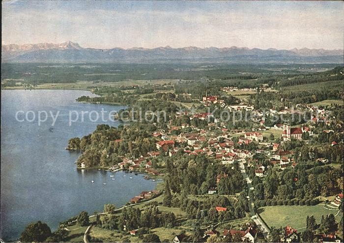 Tutzing Starnberger See mit Zugspitze Alpenpanorama Fliegeraufnahme